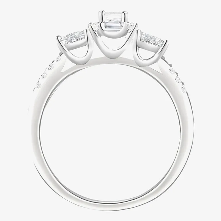 Love Lives Forever (G-H / Vs2-Si1) Womens 3/4 CT. T.W. Lab Grown White Diamond 10K Gold Side Stone 3-Stone Engagement Ring