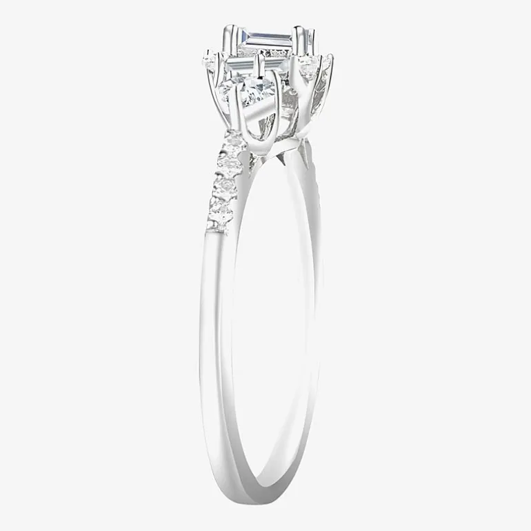 Love Lives Forever (G-H / Vs2-Si1) Womens 3/4 CT. T.W. Lab Grown White Diamond 10K Gold Side Stone 3-Stone Engagement Ring