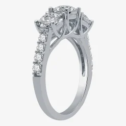 Love Lives Forever (G / Si1-Si2) Womens 1 1/2 CT. T.W. Lab Grown White Diamond 10K Gold Round 3-Stone Engagement Ring