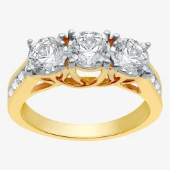Love Lives Forever (G / Si1-Si2) Womens 1 1/2 CT. T.W. Lab Grown White Diamond 10K Gold Round 3-Stone Engagement Ring