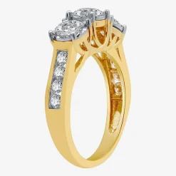 Love Lives Forever (G / Si1-Si2) Womens 1 1/2 CT. T.W. Lab Grown White Diamond 10K Gold Round 3-Stone Engagement Ring