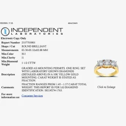 Love Lives Forever (G / Si1-Si2) Womens 1 1/2 CT. T.W. Lab Grown White Diamond 10K Gold Round 3-Stone Engagement Ring
