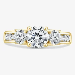 Love Lives Forever (G / Si1-Si2) Womens 2 CT. T.W. Lab Grown White Diamond 10K Gold Round Side Stone 3-Stone Engagement Ring
