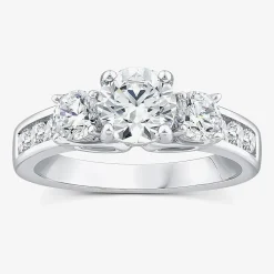 Love Lives Forever (G / Si1-Si2) Womens 2 CT. T.W. Lab Grown White Diamond 10K Gold Round Side Stone 3-Stone Engagement Ring