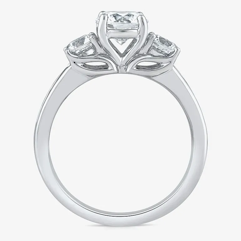 Love Lives Forever (G / Si1-Si2) Womens 2 CT. T.W. Lab Grown White Diamond 10K Gold Round Side Stone 3-Stone Engagement Ring