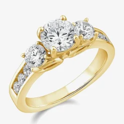 Love Lives Forever (G / Si1-Si2) Womens 2 CT. T.W. Lab Grown White Diamond 10K Gold Round Side Stone 3-Stone Engagement Ring