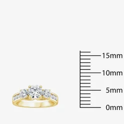 Love Lives Forever (G / Si1-Si2) Womens 2 CT. T.W. Lab Grown White Diamond 10K Gold Round Side Stone 3-Stone Engagement Ring