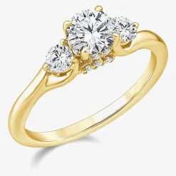 Love Lives Forever (G / Si1-Si2) Womens 1 CT. T.W. Lab Grown White Diamond 10K Gold Round 3-Stone Engagement Ring