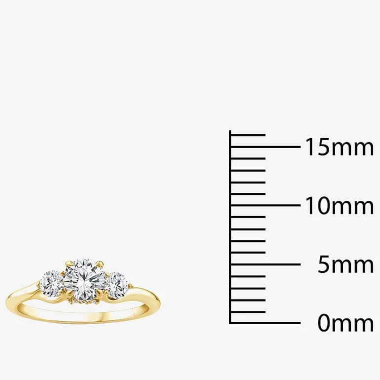 Love Lives Forever (G / Si1-Si2) Womens 1 CT. T.W. Lab Grown White Diamond 10K Gold Round 3-Stone Engagement Ring