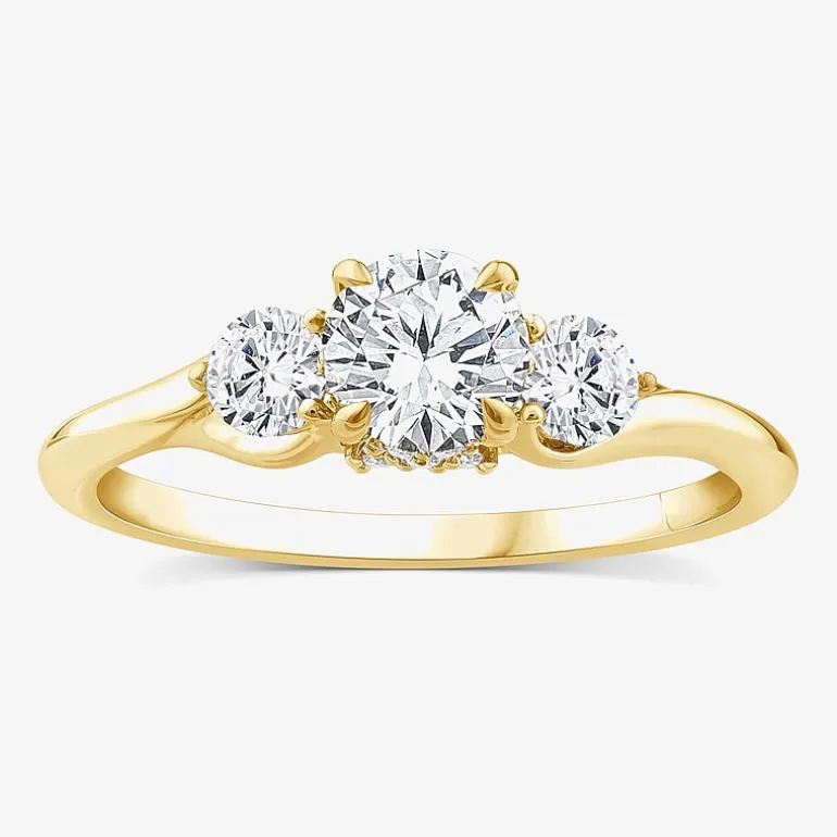 Love Lives Forever (G / Si1-Si2) Womens 1 CT. T.W. Lab Grown White Diamond 10K Gold Round 3-Stone Engagement Ring