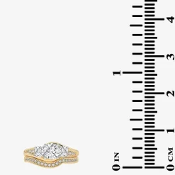 Love Lives Forever (G / Vs2-Si1) Womens 1 CT. T.W. Lab Grown White Diamond 10K Gold Side Stone 3-Stone Bridal Set