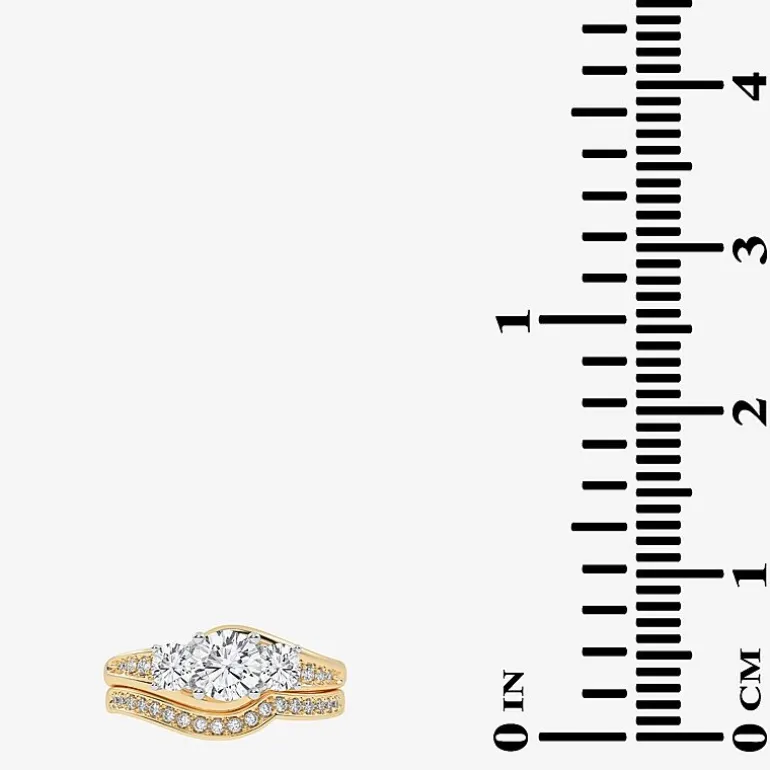 Love Lives Forever (G / Vs2-Si1) Womens 1 CT. T.W. Lab Grown White Diamond 10K Gold Side Stone 3-Stone Bridal Set