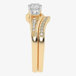 Love Lives Forever (G / Vs2-Si1) Womens 1 CT. T.W. Lab Grown White Diamond 10K Gold Side Stone 3-Stone Bridal Set
