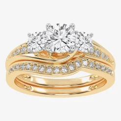Love Lives Forever (G / Vs2-Si1) Womens 1 CT. T.W. Lab Grown White Diamond 10K Gold Side Stone 3-Stone Bridal Set