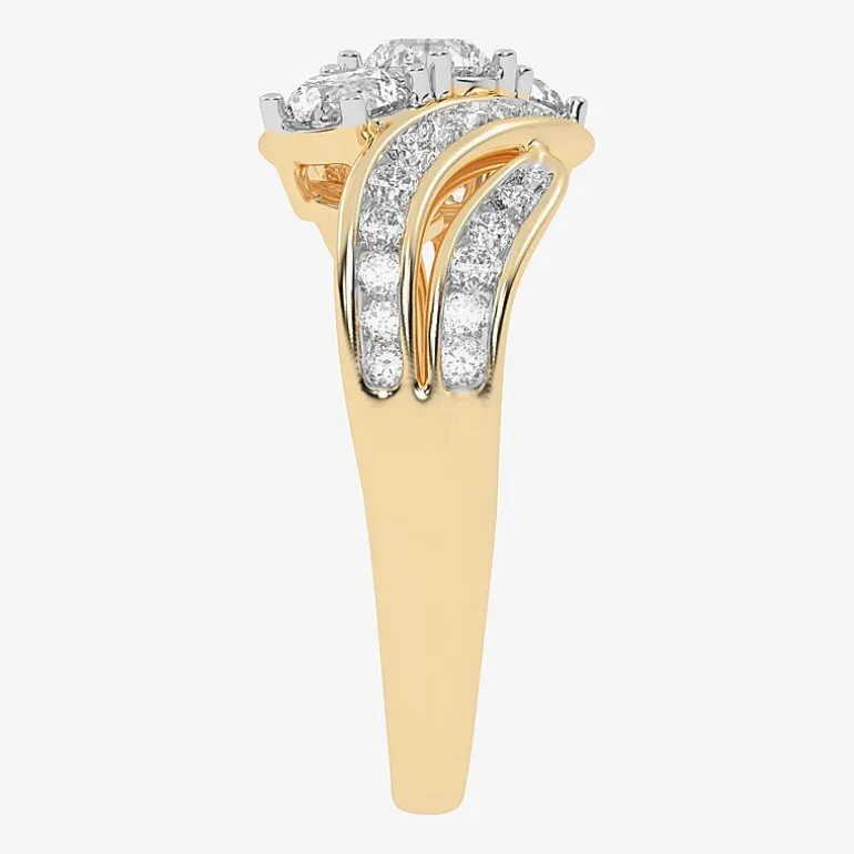 Love Lives Forever (G / Vs2-Si1) Womens 1 1/2 CT. T.W. Lab Grown White Diamond 10K Gold Side Stone 3-Stone Engagement Ring
