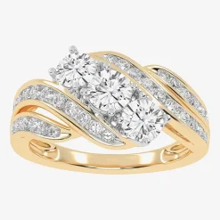 Love Lives Forever (G / Vs2-Si1) Womens 1 1/2 CT. T.W. Lab Grown White Diamond 10K Gold Side Stone 3-Stone Engagement Ring