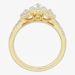 Love Lives Forever (H-I / Si1-Si2) Womens 1 CT. T.W. Lab Grown White Diamond 10K Gold Marquise Side Stone 3-Stone Engagement Ring