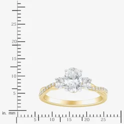 Love Lives Forever (H-I / Si1-Si2) Womens 1 CT. T.W. Lab Grown White Diamond 10K Gold Oval Side Stone 3-Stone Engagement Ring