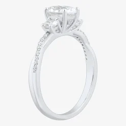 Love Lives Forever (H-I / Si1-Si2) Womens 1 CT. T.W. Lab Grown White Diamond 10K Gold Oval Side Stone 3-Stone Engagement Ring