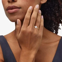 Love Lives Forever (H-I / Si1-Si2) Womens 1 CT. T.W. Lab Grown White Diamond 10K Gold Oval Side Stone 3-Stone Engagement Ring