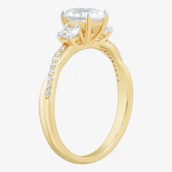 Love Lives Forever (H-I / Si1-Si2) Womens 1 CT. T.W. Lab Grown White Diamond 10K Gold Oval Side Stone 3-Stone Engagement Ring