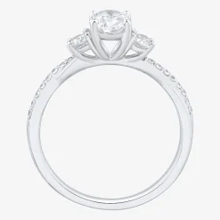 Love Lives Forever (H-I / Si1-Si2) Womens 1 CT. T.W. Lab Grown White Diamond 10K Gold Oval Side Stone 3-Stone Engagement Ring