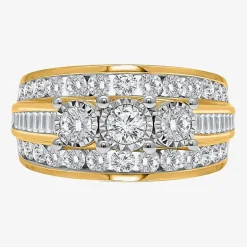 Love Lives Forever (I / I1) Womens 2 CT. T.W. Lab Grown White Diamond 10K Gold Round 3-Stone Engagement Ring