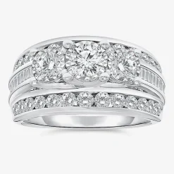 Love Lives Forever (I / I1) Womens 2 CT. T.W. Lab Grown White Diamond 10K Gold Round 3-Stone Engagement Ring