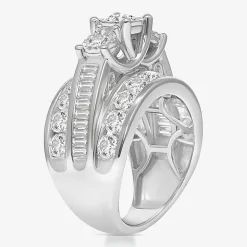 Love Lives Forever (I / I1) Womens 4 CT. T.W. Lab Grown White Diamond 10K Gold Round Side Stone 3-Stone Engagement Ring