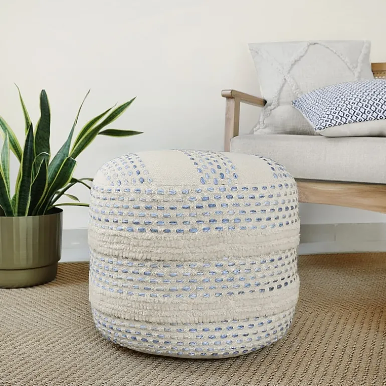 LR Home Eleanor 14" Handmade Cotton Blend Pouf