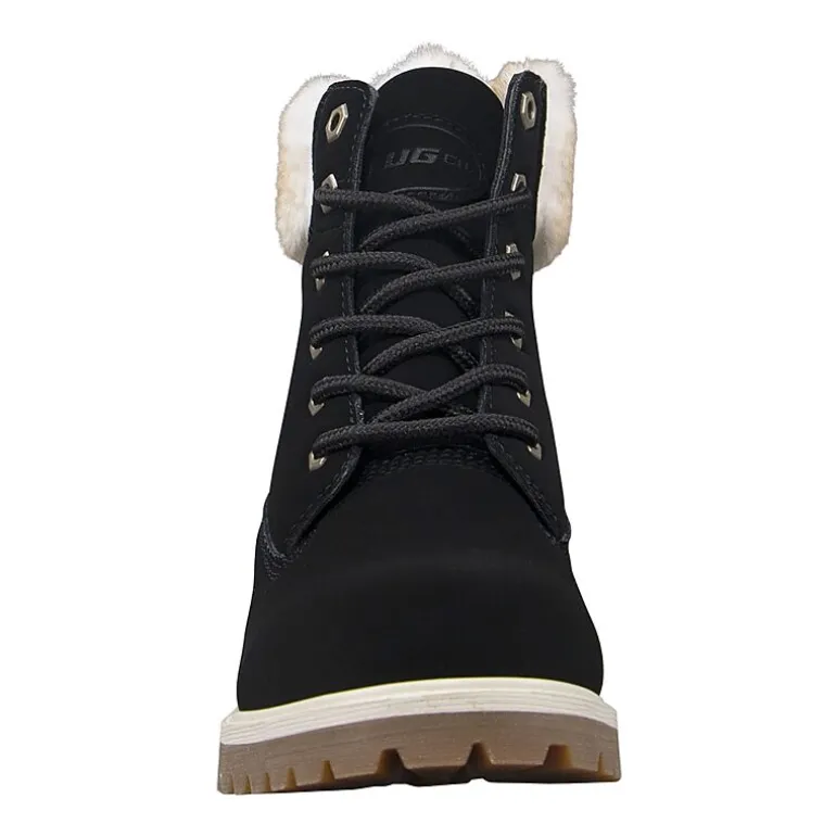Lugz Womens Convoy Fur Block Heel Lace Up Boots