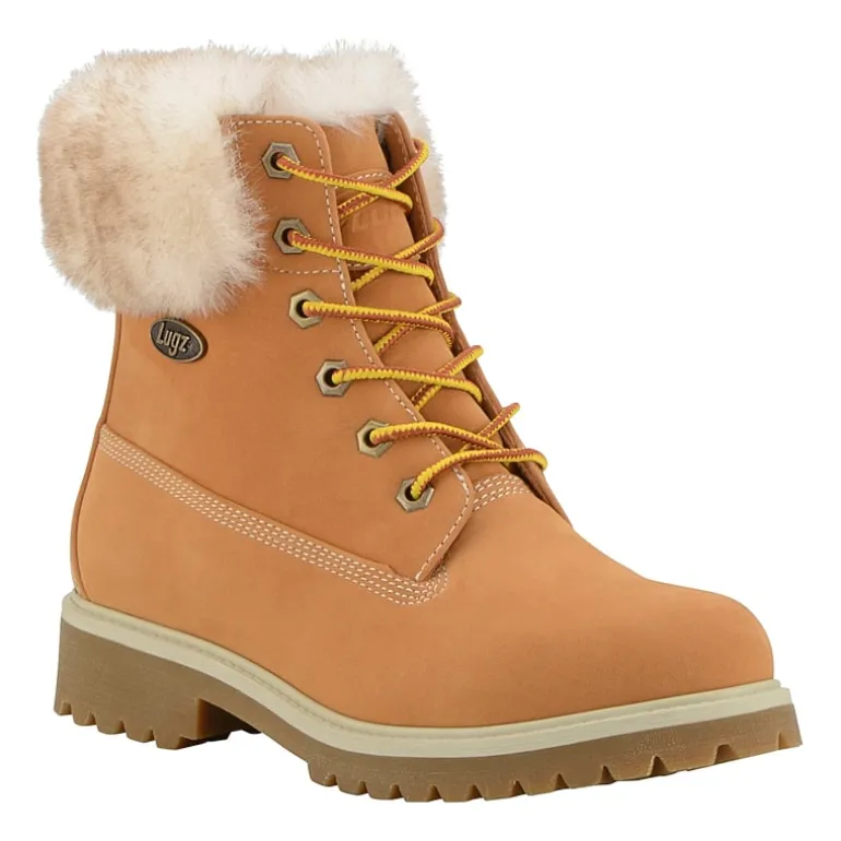Lugz Womens Convoy Fur Block Heel Lace Up Boots