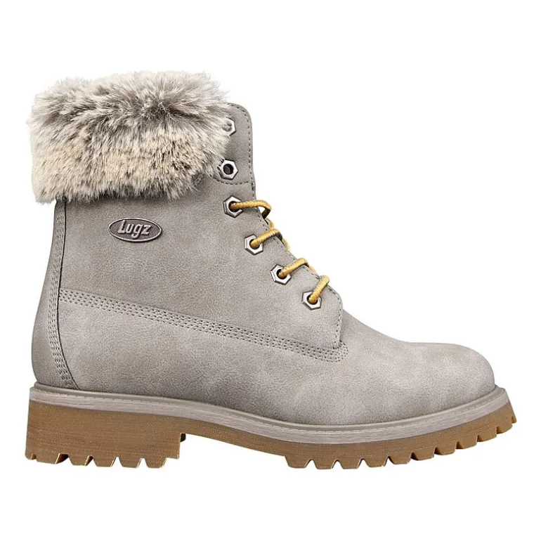 Lugz Womens Convoy Fur Block Heel Lace Up Boots