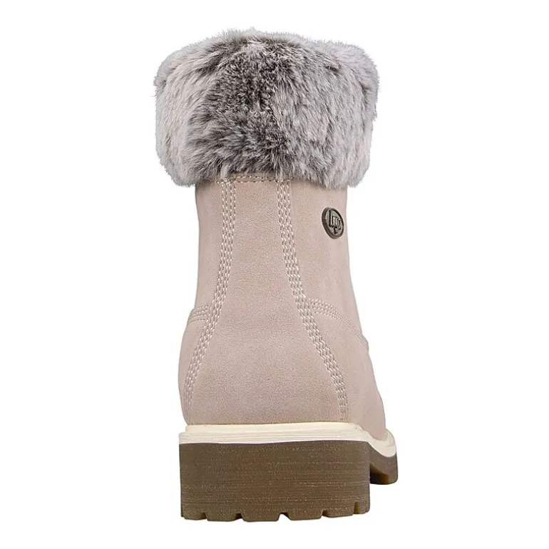 Lugz Womens Convoy Fur Block Heel Lace Up Boots