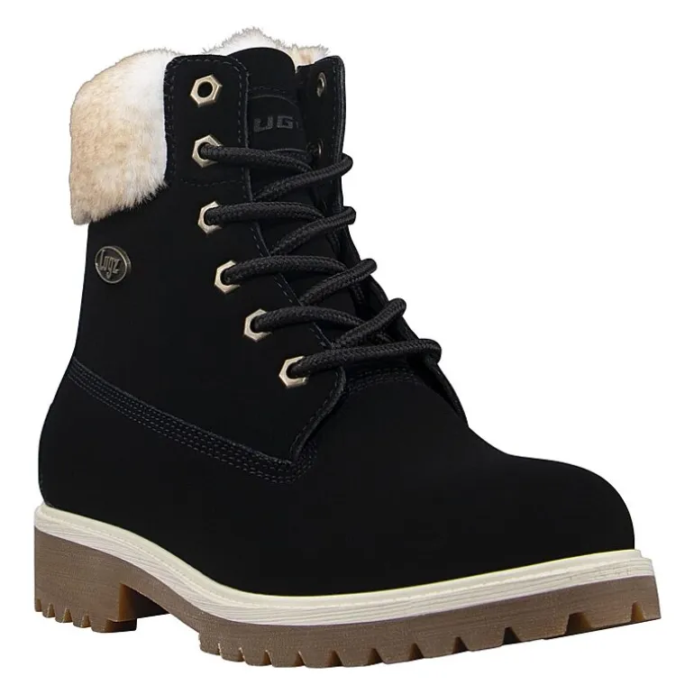 Lugz Womens Convoy Fur Block Heel Lace Up Boots