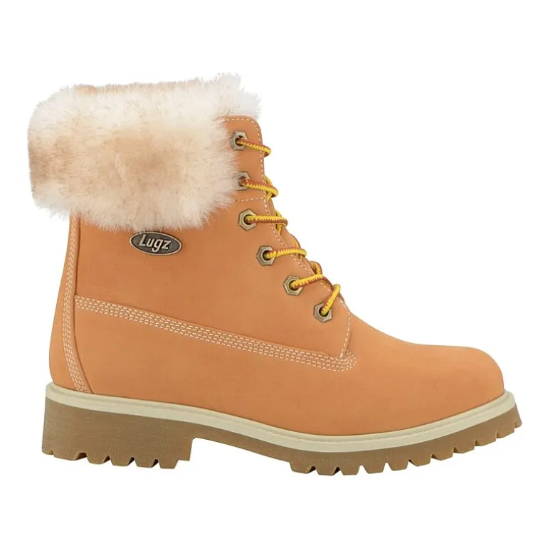 Lugz Womens Convoy Fur Block Heel Lace Up Boots