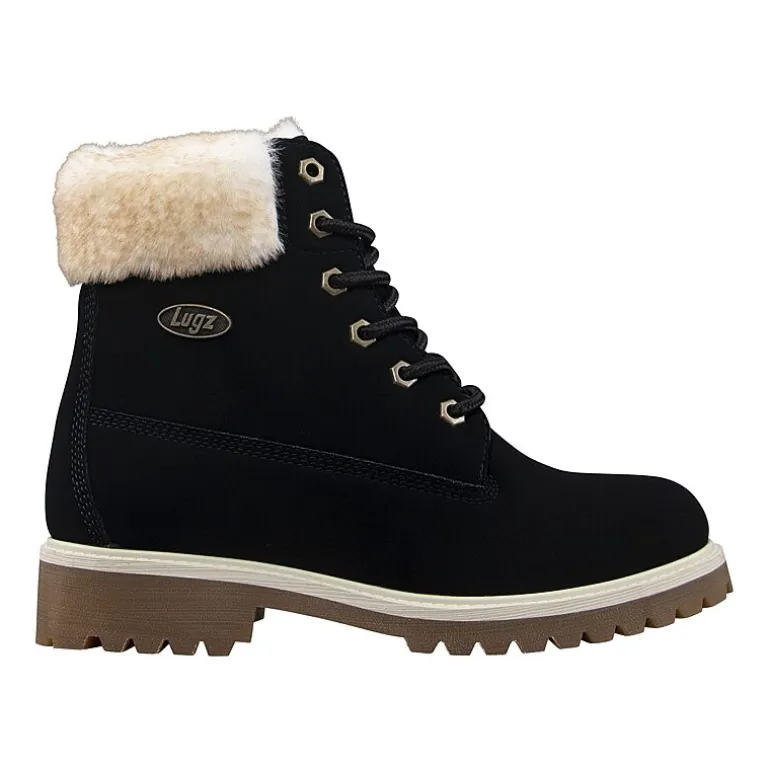 Lugz Womens Convoy Fur Block Heel Lace Up Boots