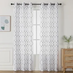 Luke Embroidered Grommet Top Light-Filtering Set of 2 Curtain Panel