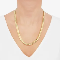 Made in Italy Mens 10K Gold 22 Inch Cuban Chain Necklace