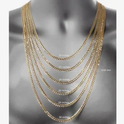 Made in Italy Mens 10K Gold 24 Inch Figaro Chain Necklace