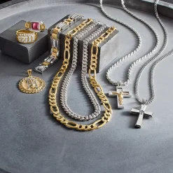 Made in Italy Mens 10K Gold 24 Inch Figaro Chain Necklace