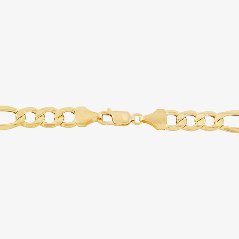 Made in Italy Mens 10K Gold 8 1/2 Inch Figaro Chain Bracelet