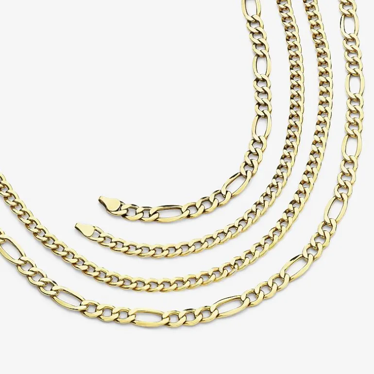 Made in Italy Mens 10K Gold 8 1/2 Inch Figaro Chain Bracelet