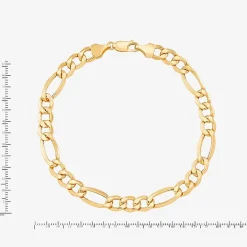 Made in Italy Mens 10K Gold 8 1/2 Inch Figaro Chain Bracelet