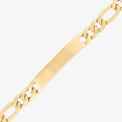 Made in Italy Mens 10K Gold 9 Inch Hollow Figaro Id Bracelet