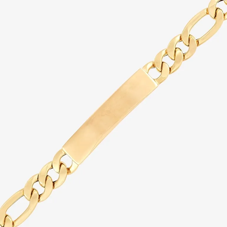 Made in Italy Mens 10K Gold 9 Inch Hollow Figaro Id Bracelet