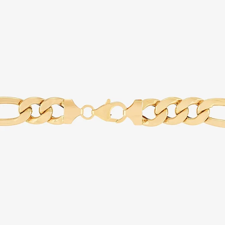 Made in Italy Mens 10K Gold 9 Inch Hollow Figaro Id Bracelet