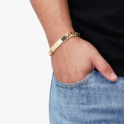 Made in Italy Mens 14K Gold 8 1/2 Inch Hollow Curb Id Bracelet