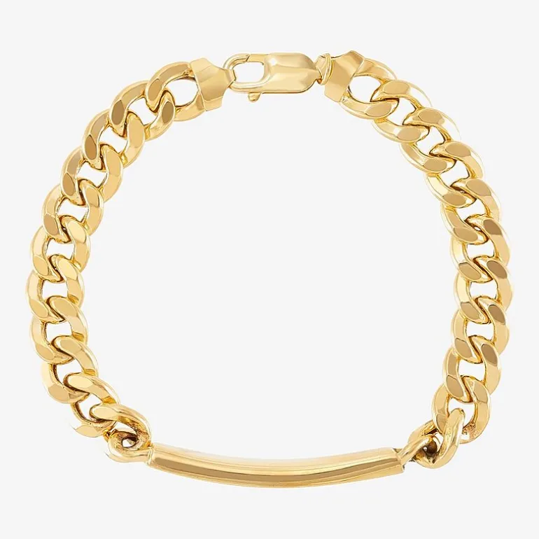 Made in Italy Mens 14K Gold 8 1/2 Inch Hollow Curb Id Bracelet