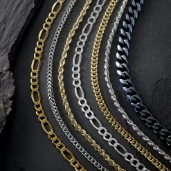 Made in Italy Mens 10K Gold 22 Inch Link Necklace